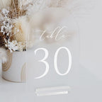 Frosted Arch Table Numbers for Wedding, 5x7 Inch Acrylic Table Numbers 1-30 with Stands, Frosted Acrylic Arch Tabletop Sign with Holder for Centerpiece, Reception, Wedding, Party, Event by JINMURY