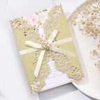 50PCS Gold Wedding Invitations, with Blank Cards Custom Your Party Invites by Maffily