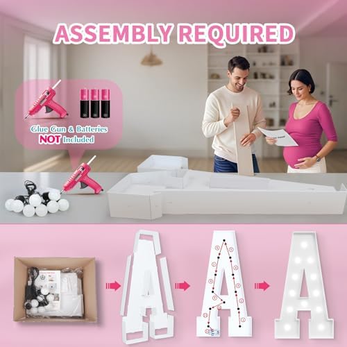 Imprsv Baby Letters For Baby Shower 4FT Marquee Letters Light Up Decoration - Image 3