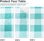 Hiasan Checkered Tablecloth Square 30 x 30 Inch, Aqua and White - Image 3