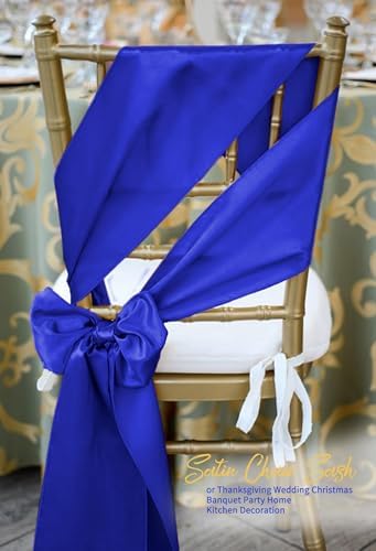 120 PCS Royal Blue Satin Chair Sashes, 7 x 108 Inch - Image 4