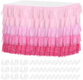 MECCANIXITY 1 Pack 14ft Pink Tutu Table Skirt, Ruffle Tablecloth for Rectangle or Round Table Cover for Birthday Weddings Cake Dessert Table Decorations by MECCANIXITY