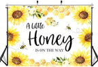 10x8ft Fabric Sunflower Bee Honeycomb Backdrop Warm Golden Hexagon Details Background Baby Shower Party Decorations Tapestry Photo Studio Props - Image 2