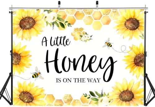 10x8ft Fabric Sunflower Bee Honeycomb Backdrop Warm Golden Hexagon Details Background Baby Shower Party Decorations Tapestry Photo Studio Props - Image 2