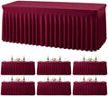 gogoparti 6 Pack Spandex Burgundy Fitted Table Cloth for 6ft Rectangle Tables Burgundy Stretch Tablecloth Table Covers Banquet Table Clothes Wrinkle Free Table Skirt for Parties Wedding by Gogoparti