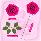 100 Pcs Artificial Rose Flowers, Hot Pink - Image 2