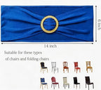 Pack of 50 Royal Blue Chair Sashes with Gold Buckles Chair Bands Bows - Image 3