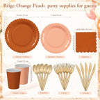 Zhehao 350 Pcs Burnt Orange Fall Party Supplies Serve 50 Guests - Image 3
