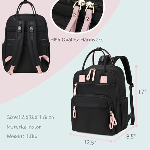 LORADI 18 Pockets Large Diaper Bag Backpack, Black - Image 6