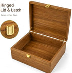 Wooden Keepsake Box, Acacia Storage Memory Box with Hinged Lid - Image 3