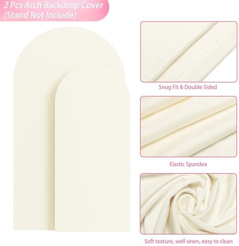 Wokceer Arch Backdrop Cover 7.2FT, 6FT Ivory Arch Covers Stretchy Backdrop - Image 3