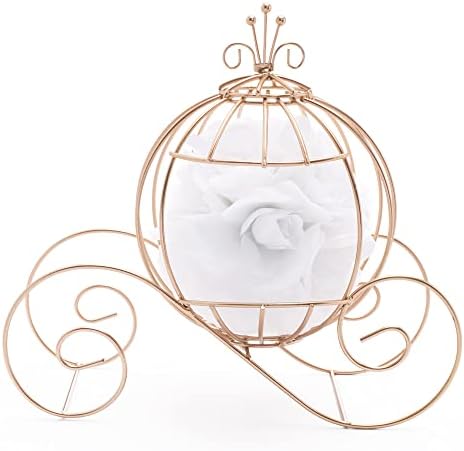 Rose Gold Wire Cinderella Coach Carriage Centerpiece, 12" - Image 6