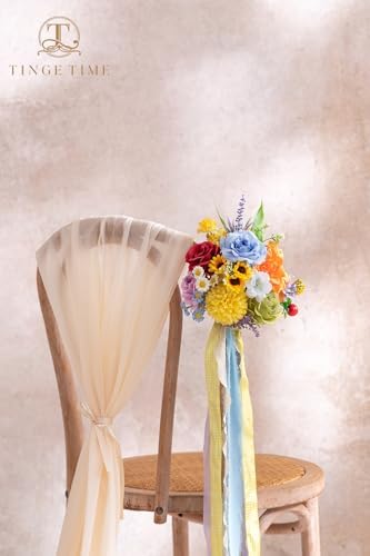 TINGE TIME Rainbow Artificial Flowers Combo, Rose Dahlia Wedding Flowers - Image 6
