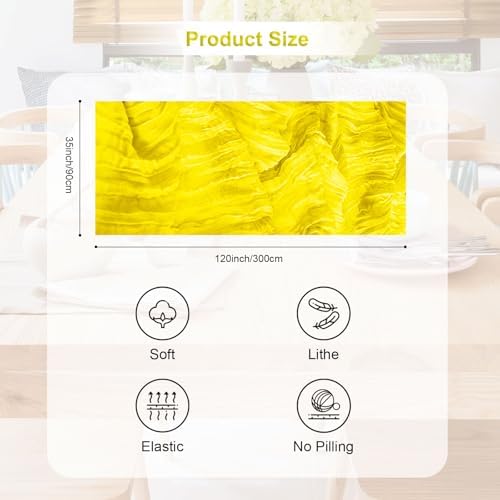 10 Pack Yellow Cheesecloth Table Runner 35x120 Inch 10Ft Rustic Gauze Cheese Cloth Table Runner Sheer Cheesecloth Table Runners for Wedding Party Bridal Shower Decoration - Image 4