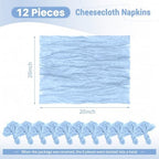 Cloth Napkins Set of 12, 20x20 Inch Light Blue Cheesecloth Napkins Rustic Boho Gauze Dinner Napkin Cloth Washable Elegant Table Napkins for Wedding Party Bridal Baby Shower Table Decor - Image 2