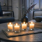 Set of 72 Richland Votive Candles Ivory Unscented and 72 Clear Glass Eastland Votive Holders - Image 6