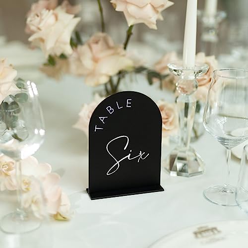 Black Arch Wedding Table Numbers 1-25 With Stands, 5x7 Inch Acrylic Arch Sign and Holder for Reception Centerpiece Decoration - Image 7