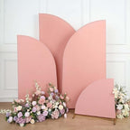 Efavormart Set of 4 Dusty Rose Spandex Half Moon Arch Covers, Custom Fit Chiara Backdrop Slipcovers 2.5ft-7ft for Romantic Weddings and Vintage Showers by efavormart