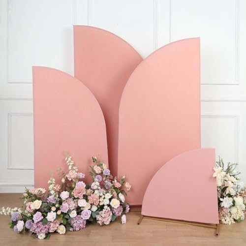 Efavormart Set of 4 Dusty Rose Spandex Half Moon Arch Covers, Custom Fit Chiara Backdrop Slipcovers 2.5ft-7ft for Romantic Weddings and Vintage Showers by efavormart