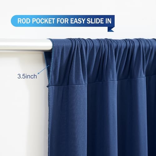 Navy Blue Backdrop Curtains-Wrinkle-Free Navy Blue Curtains Polyester Photography Drapes Wedding Background for Baby Shower Birthday Graduation Party Decorations - 40 X10FT - Image 5