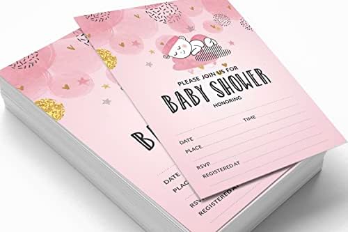 Pack of 30, Boy/Girl Baby Shower Party Collection, Baby Shower Invitation Cards, Fill in the Blank Invites WIth Envelopes, Pink Theme Party Supplies - Image 3