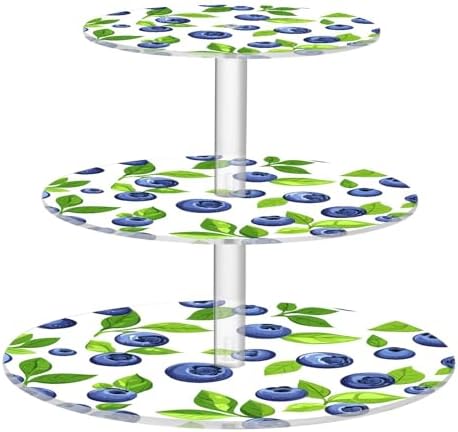 Fresh Blueberries 3 Tier Acrylic Cupcake Stand Round Tiered Cupcake Tower Dessert Tea Party Serving Platter for Wedding, Tea Party, Birthday, Baby Shower by Unknown