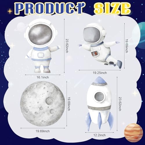 4 Pcs Large First Trip Around The Sun Decoration for Boy Birthday Space Party Cardboard Cutouts, Moon Astronaut Rocket Themed Standups for Baby Shower Photo Booth Backdrop Decor - Image 4