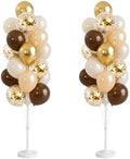 Hiins Brown Gold Balloon Stand Kit Set of 2 With base for Party Decor by HiinsPartyDecoration