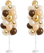 Hiins Brown Gold Balloon Stand Kit Set of 2 With base for Party Decor by HiinsPartyDecoration