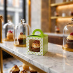 Restaurantware Pastry Tek 4.5 Inch Individual Cupcake Boxes 100 Polka Dots Cupcake Favor Boxes - Fits 1 With Window Green Paper Cupcake Gift Boxes Built In Handle For Weddings Or Parties - Image 4
