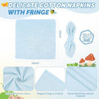 Showgeous 30 Pack Light Blue Cloth Napkins with Fringe, 16x16 inch - Image 2