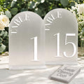 5"x7" Frosted Arched Wedding Table Numbers 1-15 with Stands by Framokoko