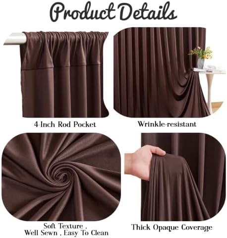 10ft x 10ft Brown Backdrop Curtains, 2 Panels Brown Drapes for Backdrop - Image 5