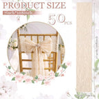 VitalCozy 50 Pack Beige lace Vintage Chair Sashes with Bows Wedding Decor - Image 2
