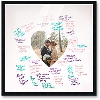 Poster Palooza 16x16 Black Autograph & Signature Picture Frame With White Heart Opening Photo Mat for 5x5 Pictures - With Pens, UV Acrylic & Foamboard Backing by PosterPalooza
