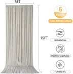 30ftx15ft Beige Backdrop Curtains for Parties, Wrinkle Free Polyester Beige Photo Backdrop Drapes 6 Panels 15 ft Long Back Drop Cloth for Wedding Birthday Photography Background Party - Image 3