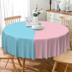 Gender Reveal Round Tablecloth 70 Inch Pink and Blue Patchwork Circular Table Cloth Washable and Reusable Fabric Table Cover for Dinner Boy or Girl Baby Shower Party Decor Supplies by TTQYFNM