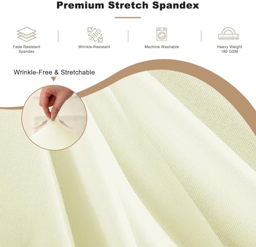 GALLETY 2 Pack Ivory Round Tablecloth for 5FT Tables, 120 inch Fitted Spandex Table Cloth with Skirt, Wrinkle Free Stretchy Circular Table Cover for Wedding, Party, Banquet, Event & Vendor Display - Image 3