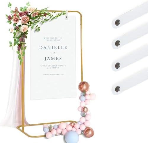 Adjustable Sign Holder, Heavy‑Duty Easel Stand, Wedding Sign Banner Stand for Wedding, Birthday, Baby Shower Events (Gold, M) - Image 2