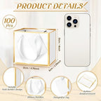 Yeaqee 100 Pcs Mini Metallic Paper Gift Bags with Handle, White, Gold - Image 2