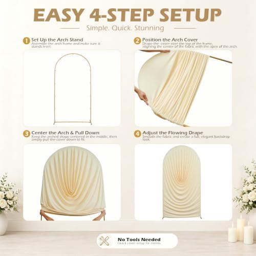 7.2FT Beige Arch Cover - Stretchy Fitted Arch Backdrop Cover for Round Top Chiara Backdrop Stand for Wedding Baby Shower Birthday Party Bridal Shower Decorations - Image 7