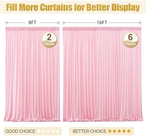 24x10FT Baby Pink Backdrop Curtains for Wedding Parties, Wrinkle Free Polyester Photography Backdrop Drapes for Wedding Baby Shower Birthday Parties Stage Background Stand Decorations 4x10ft,6 Panels - Image 7