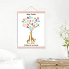 Personalized Communion Gift Fingerprint Giraffe Guest Book Canvas Party Decorations for Boy Baby Shower DIY Thumbprint Signature Painting Ready to Hang-60x90cm - Image 4