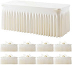 8 Pack Ivory Table Cloth for 6 Foot Rectangle Tables Spandex Fitted Tablecloth 6ft Stretch Table Covers Skirt Ivory Banquet Tablecloths Wrinkle Free Tablecloth for Party Wedding Birthday Event by Tao-GePartyDecorations