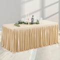 Champagne Polyester Tablecloth for Rectangle Tables 6ft, Wrinkle Free Pleated Ruffle Fitted Table Cover 6ft Stretch Tablecloths with Skirt for Parties Weddings Birthday Banquet Baby Shower by PartyTalk