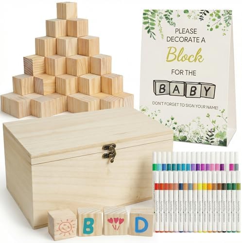 98 Pcs Baby Shower Games Sign Kit, Wooden Blocks to Decorate by Unknown