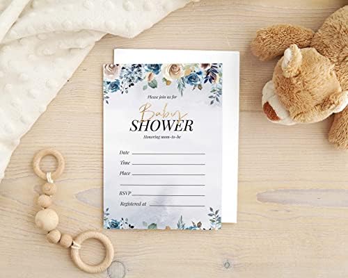 Pack of 30, Girl Baby Shower Party Collection, Baby Shower Invitation Cards, Fill in the Blank Invites WIth Envelopes, Floral Theme Party Supplies - Image 5