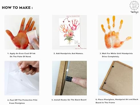 TwoDays Flower Bouquet Handprint Art Craft DIY Kit, Unique Gifts for Mom from Daughter or Son for Mother's Day Birthday Christmas, Gift for Grandma. (Floral-1, Brown) - Image 3