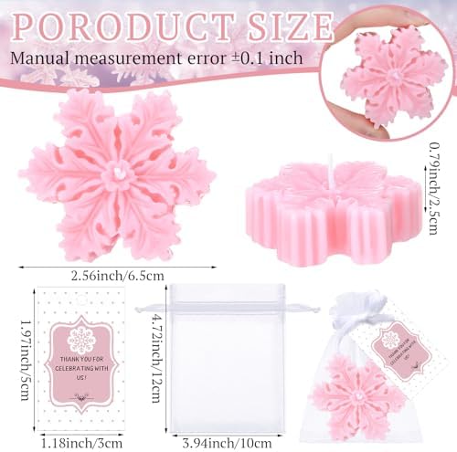 Treela 24 Sets Snowflake Scented Candles Party Favors Pink Gradient - Image 6