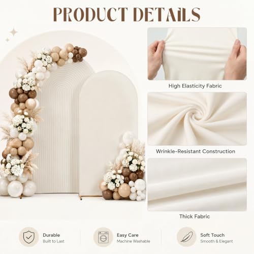 2 Set Wedding Arch Cover Cream White Ripple & Solid Stretchy Backdrop Cover - Image 3